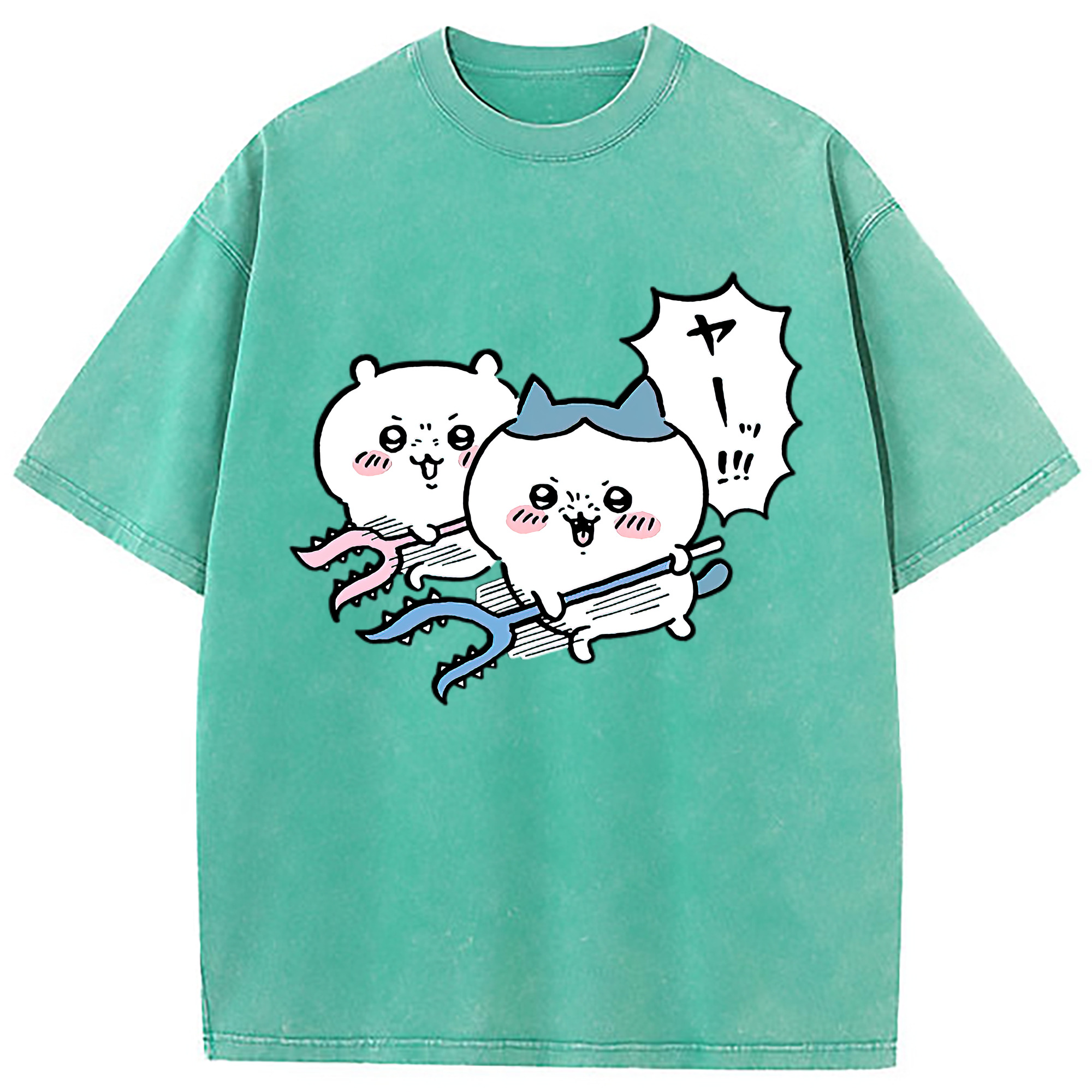 （画像用） ちいかわ ハチワレ Chii-kawa hachiware 綿100% ヴィンテージ風 半袖Tシャツ（フロントプリント）